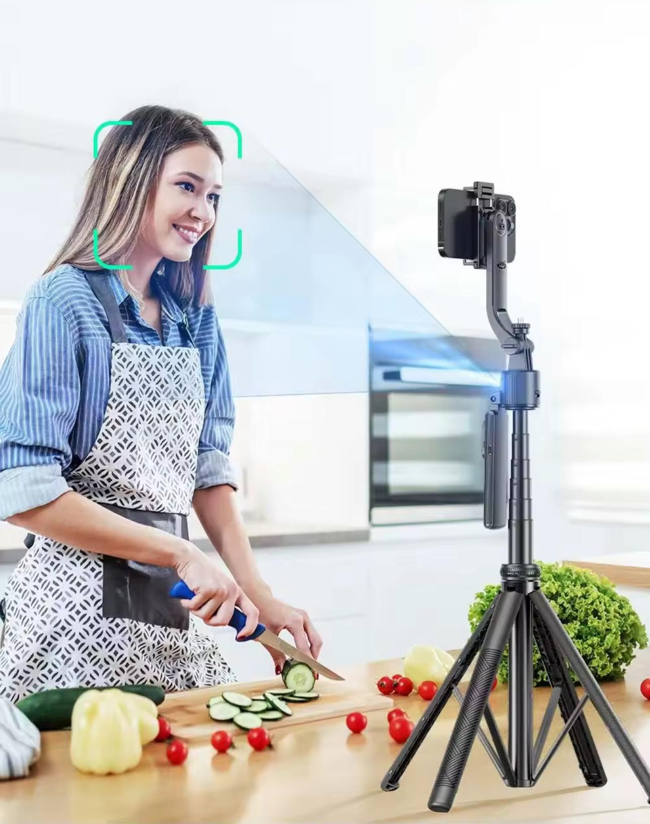 Palo de Selfie Inteligente AI con Seguimiento Facial y Trípode